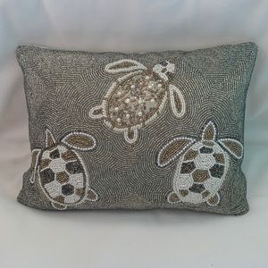 Hand beaded sea turtle pillow nwot.